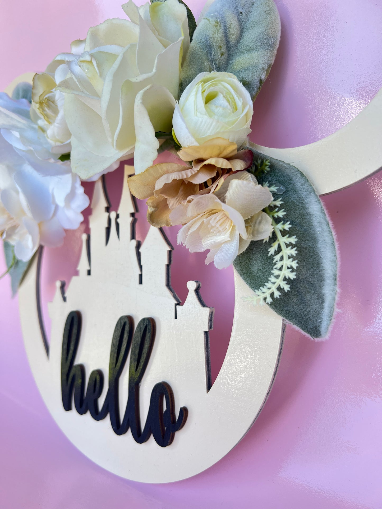 Disney Mickey icon sign with flowers