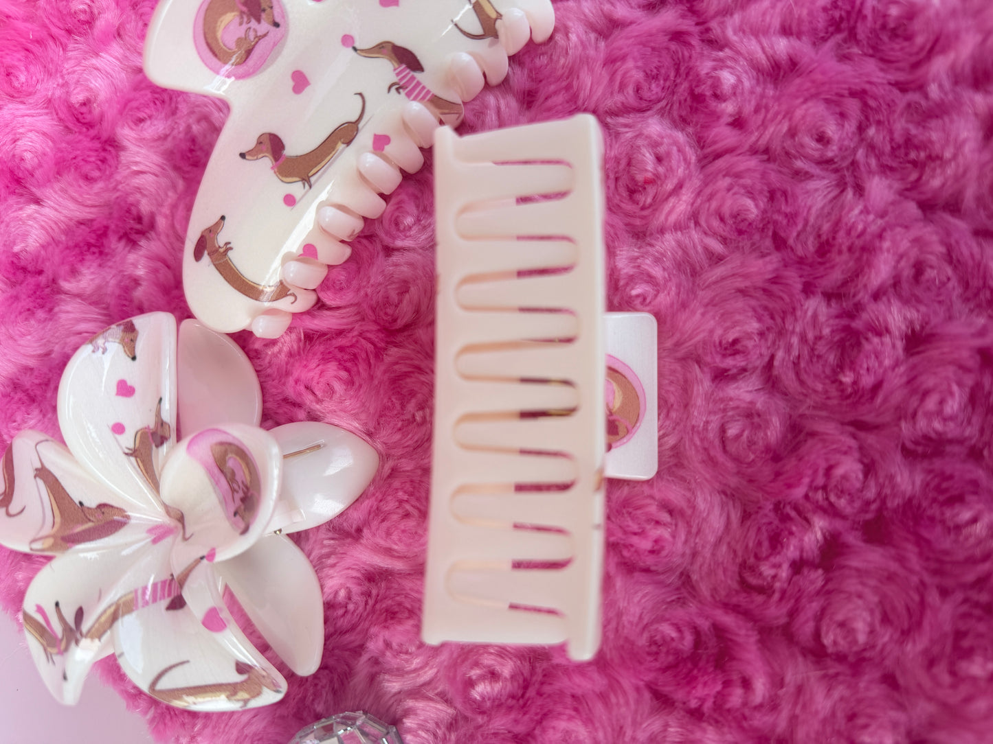 Cute Personalized Dachshund Hair Claw Clip - Pink Dog Hair Accessory