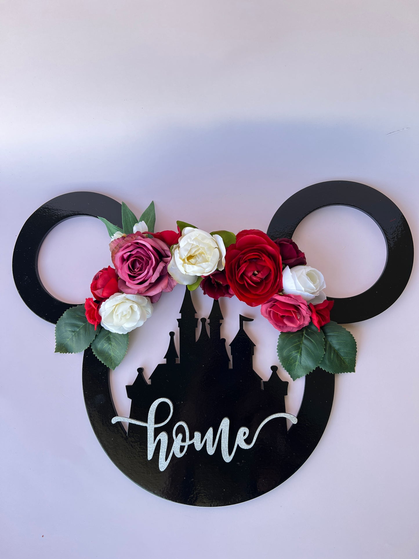 Wooden Floral Mickey Wreath