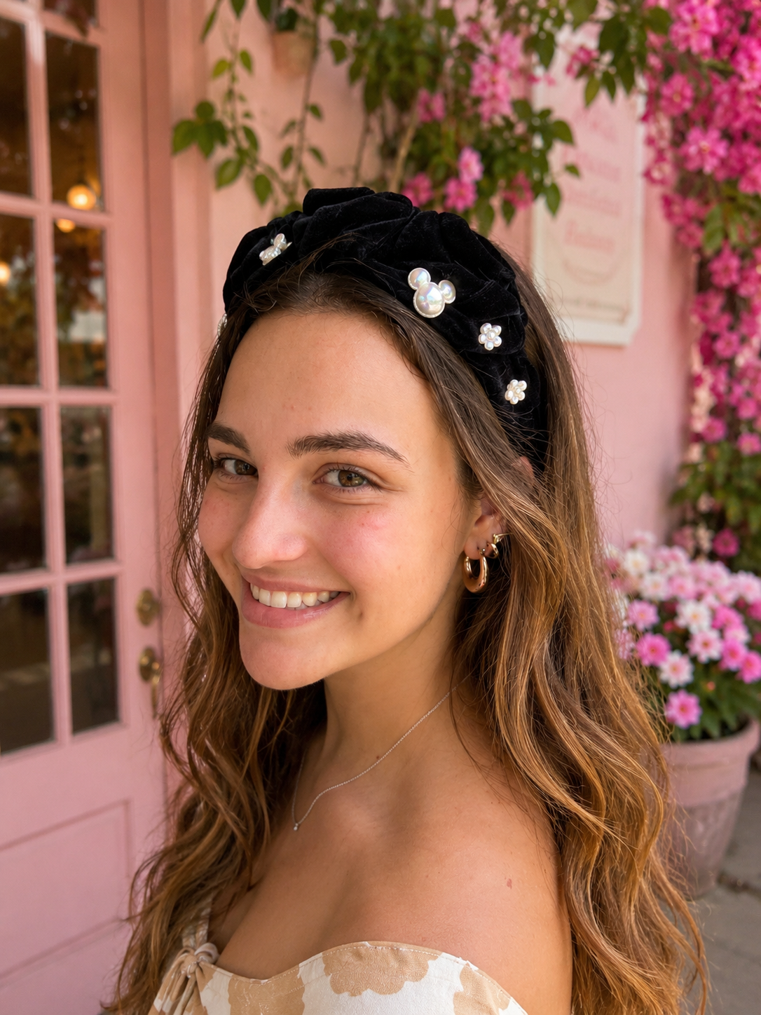 Velvet headband Mickey mouse head silhouette sparkle