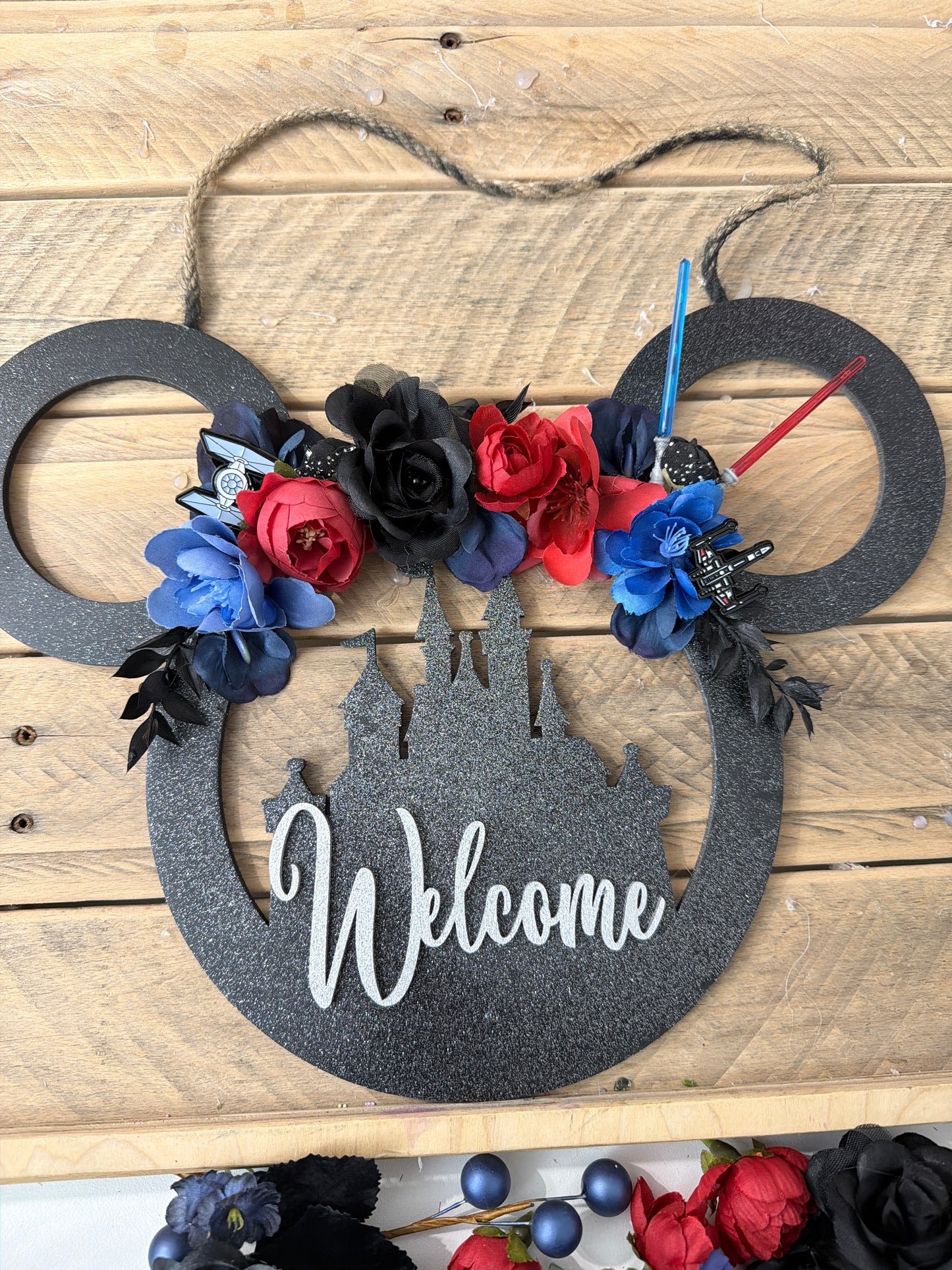 Galaxy Inspired Mouse Ear Wreath | Dark Side Theme Park Decor