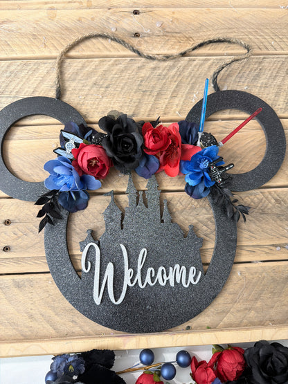 Galaxy Inspired Mouse Ear Wreath | Dark Side Theme Park Decor