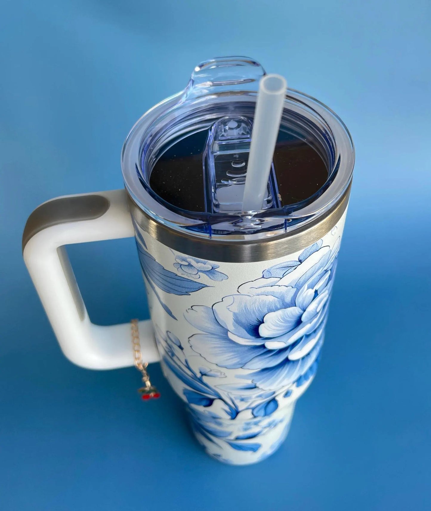 Custom Blue Floral Tumbler