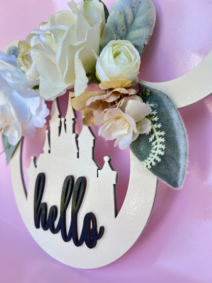 Disney Mickey icon sign with flowers
