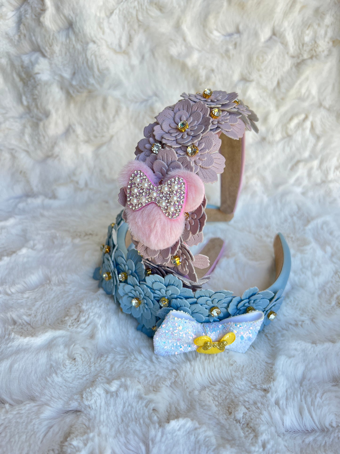 Leather Floral Headband with Minnie Embellishments