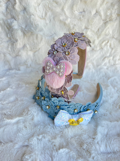 Leather Floral Headband with Minnie Embellishments