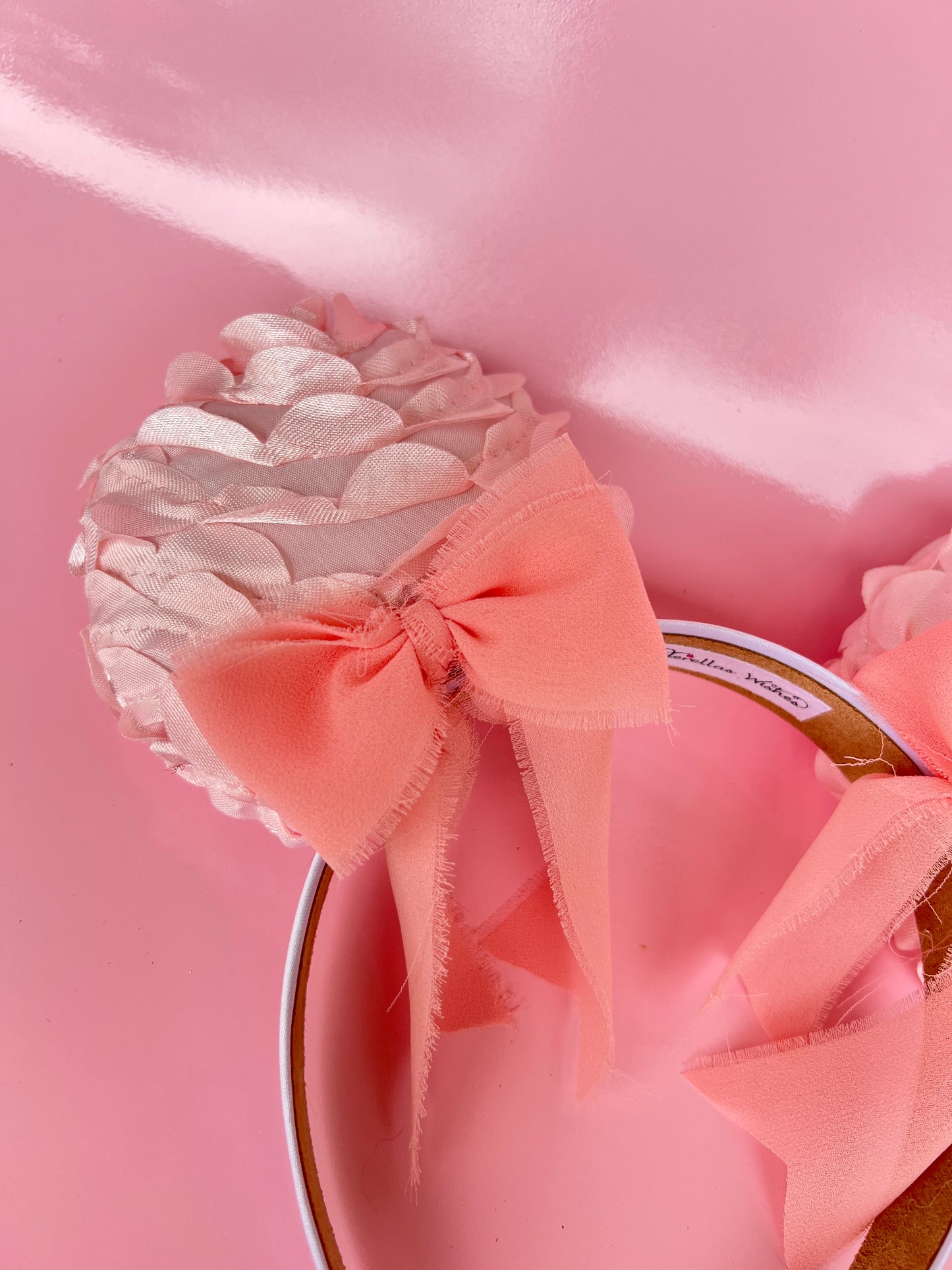 Ruffled Rose Bow pink ears