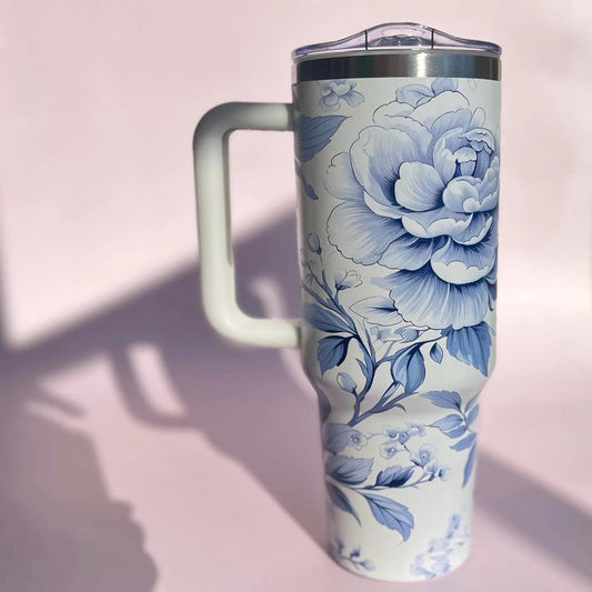 Custom Blue Floral Tumbler
