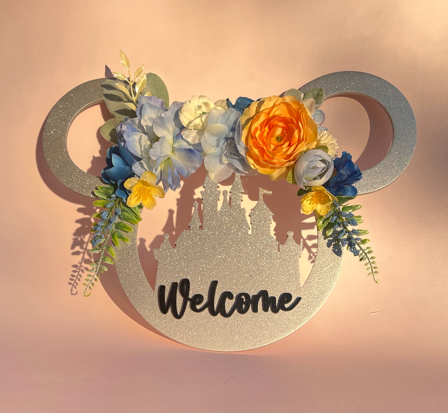 Wooden Floral Mickey Wreath