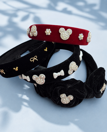 Velvet headband Mickey mouse head silhouette sparkle