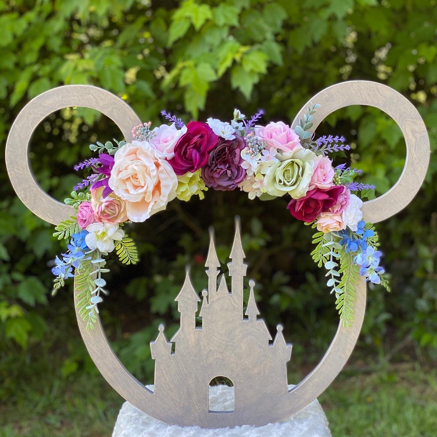 Custom Floral Mouse - Inspired Wooden Wreath - Personalized Fairytale Door Decor (Large & Small Available)
