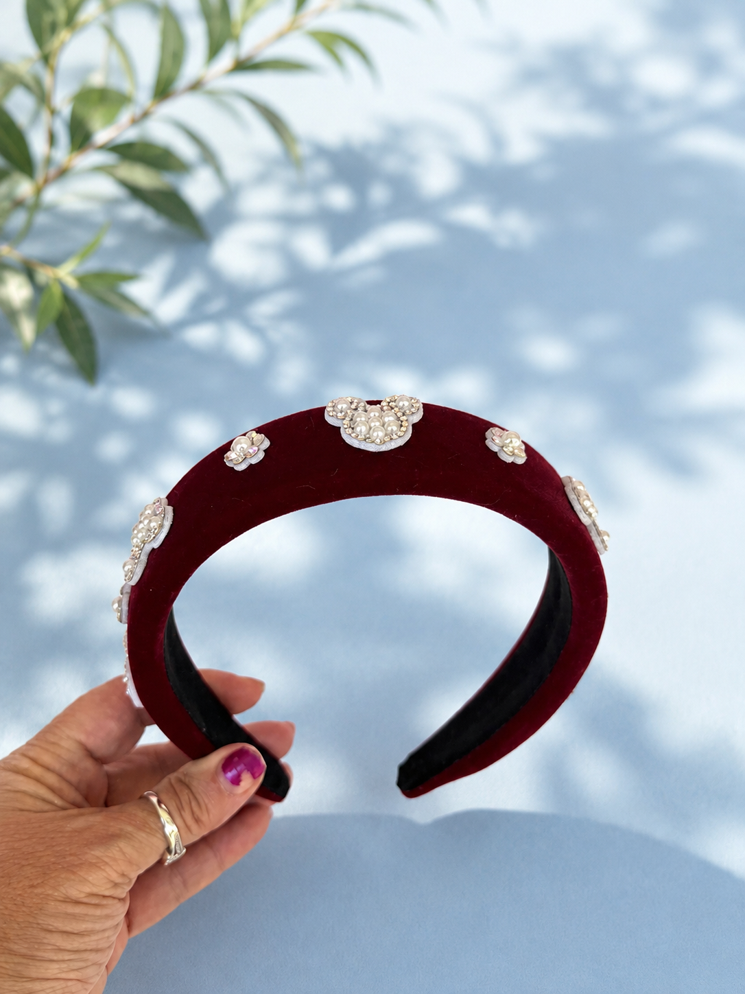 Velvet headband Mickey mouse head silhouette sparkle