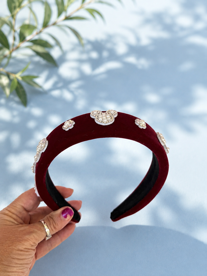 Velvet headband Mickey mouse head silhouette sparkle