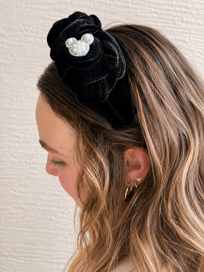 Velvet headband Mickey mouse head silhouette sparkle