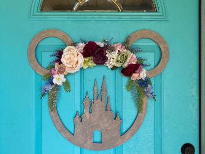 Custom Floral Mouse - Inspired Wooden Wreath - Personalized Fairytale Door Decor (Large & Small Available)