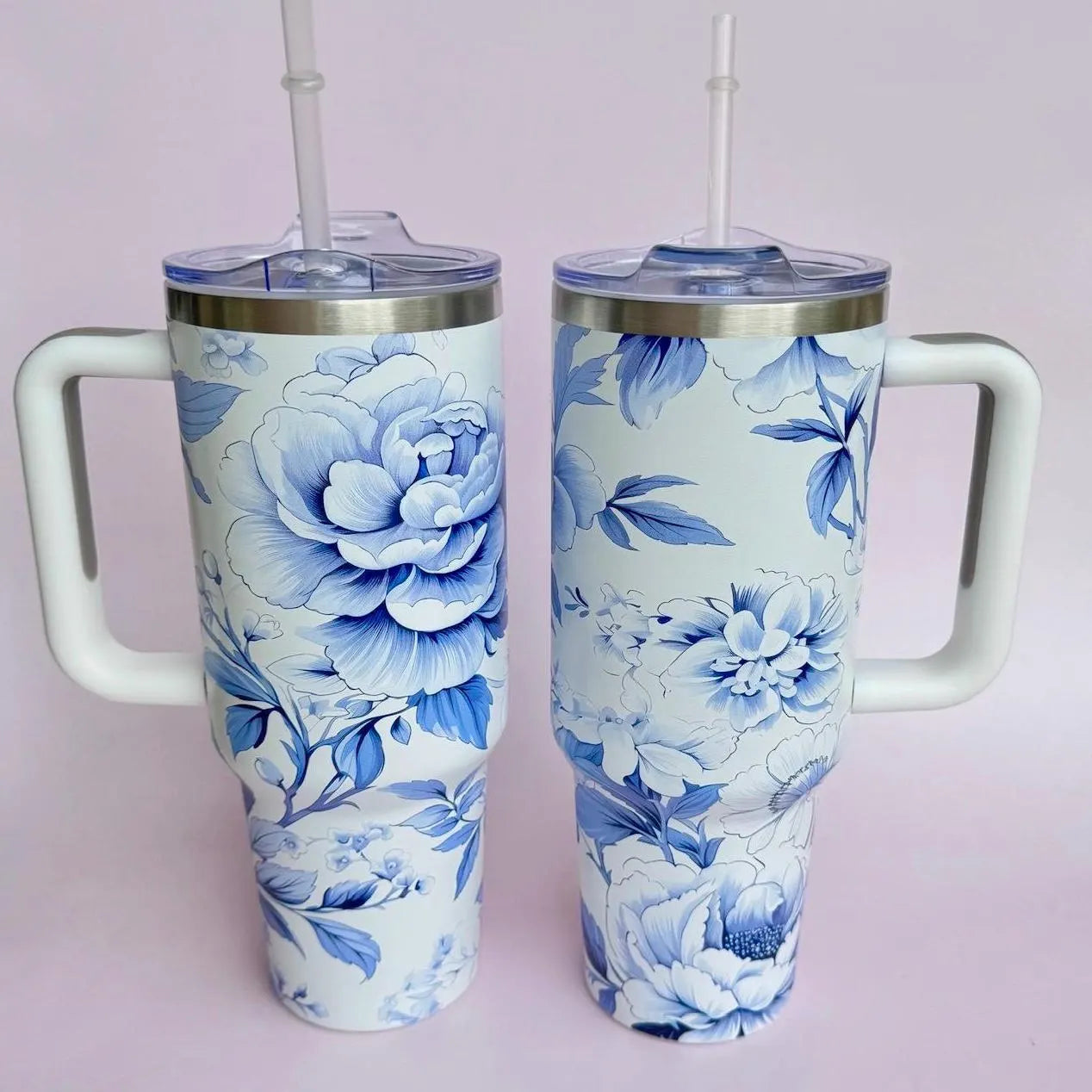 Custom Blue Floral Tumbler