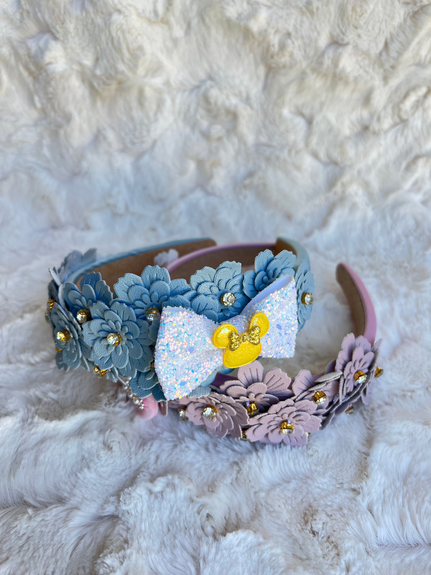 Leather Floral Headband with Minnie Embellishments