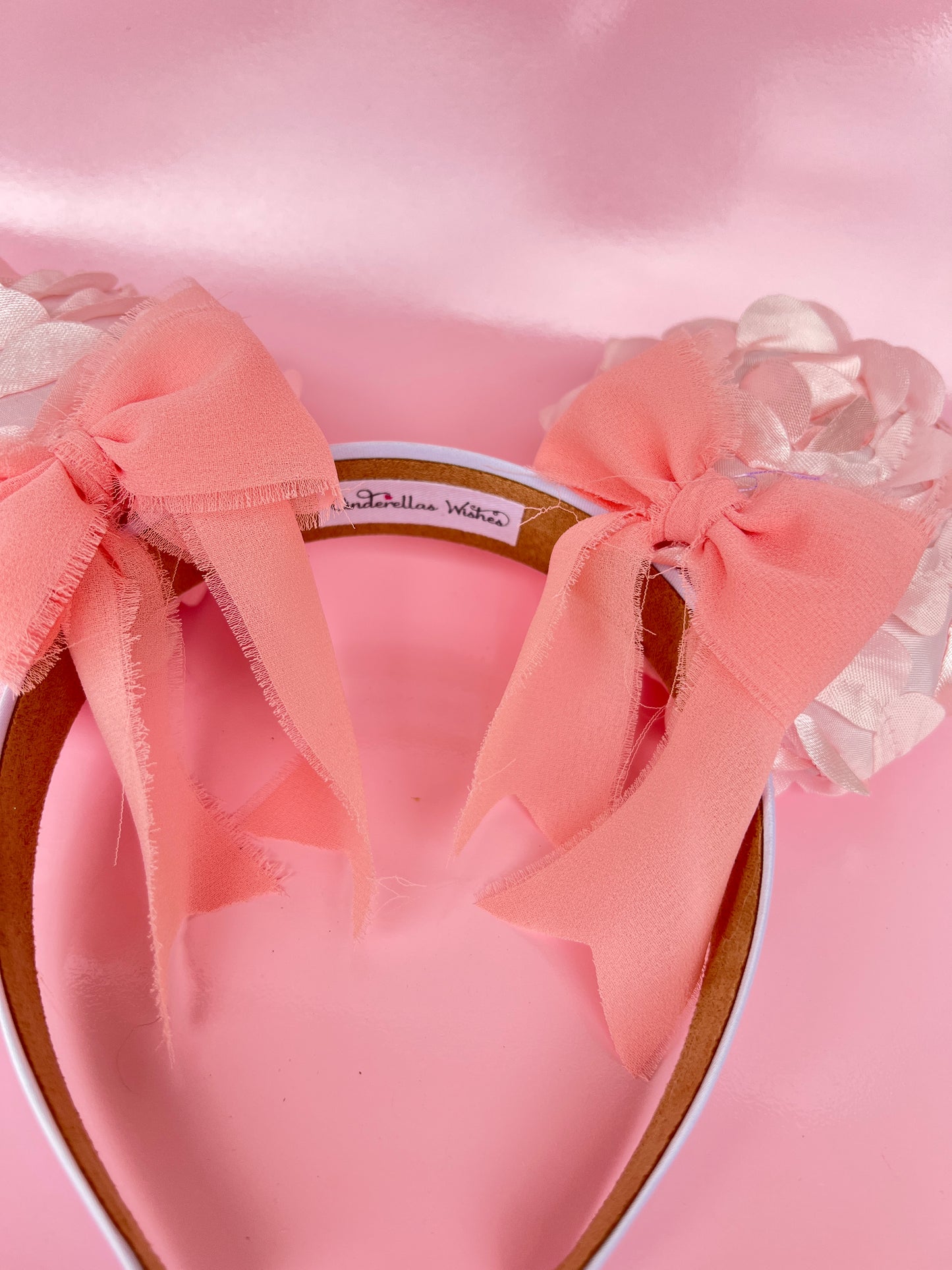 Ruffled Rose Bow pink ears