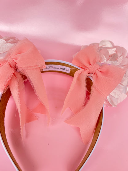 Ruffled Rose Bow pink ears