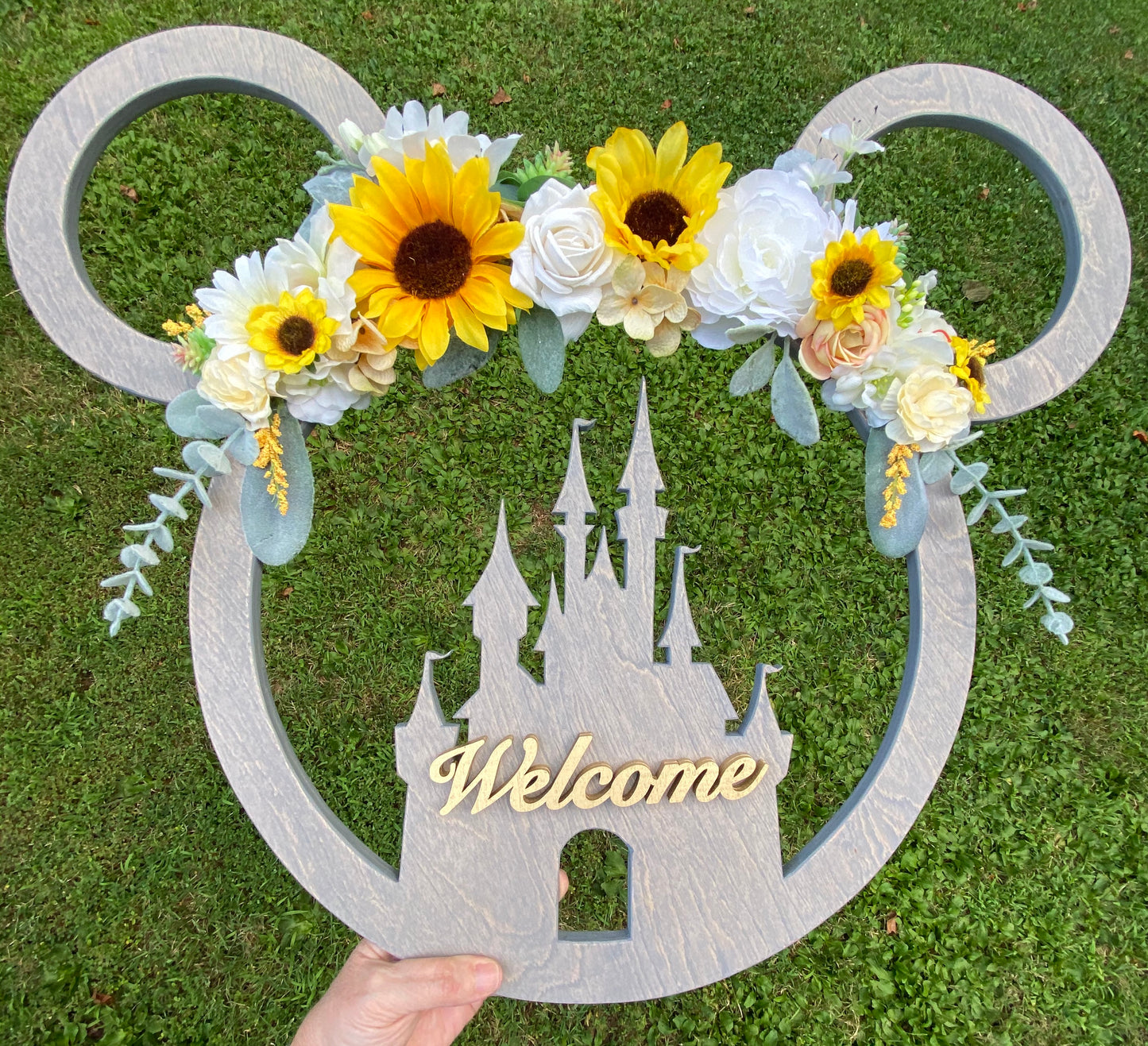 Custom Floral Mouse - Inspired Wooden Wreath - Personalized Fairytale Door Decor (Large & Small Available)