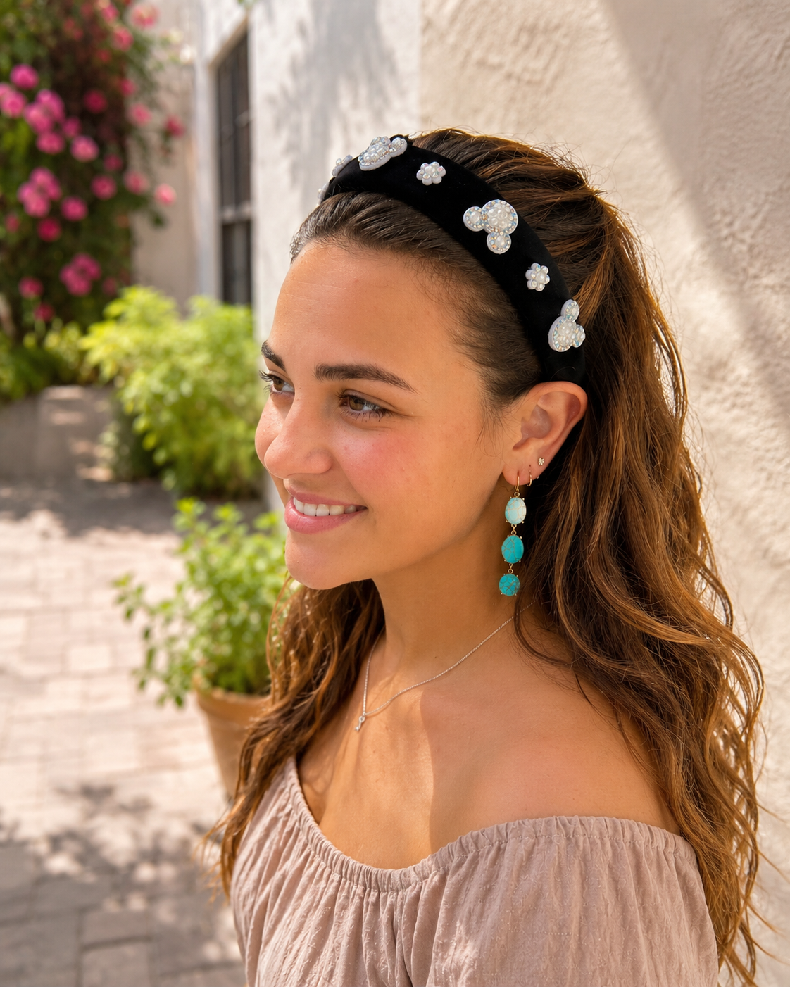 Velvet headband Mickey mouse head silhouette sparkle