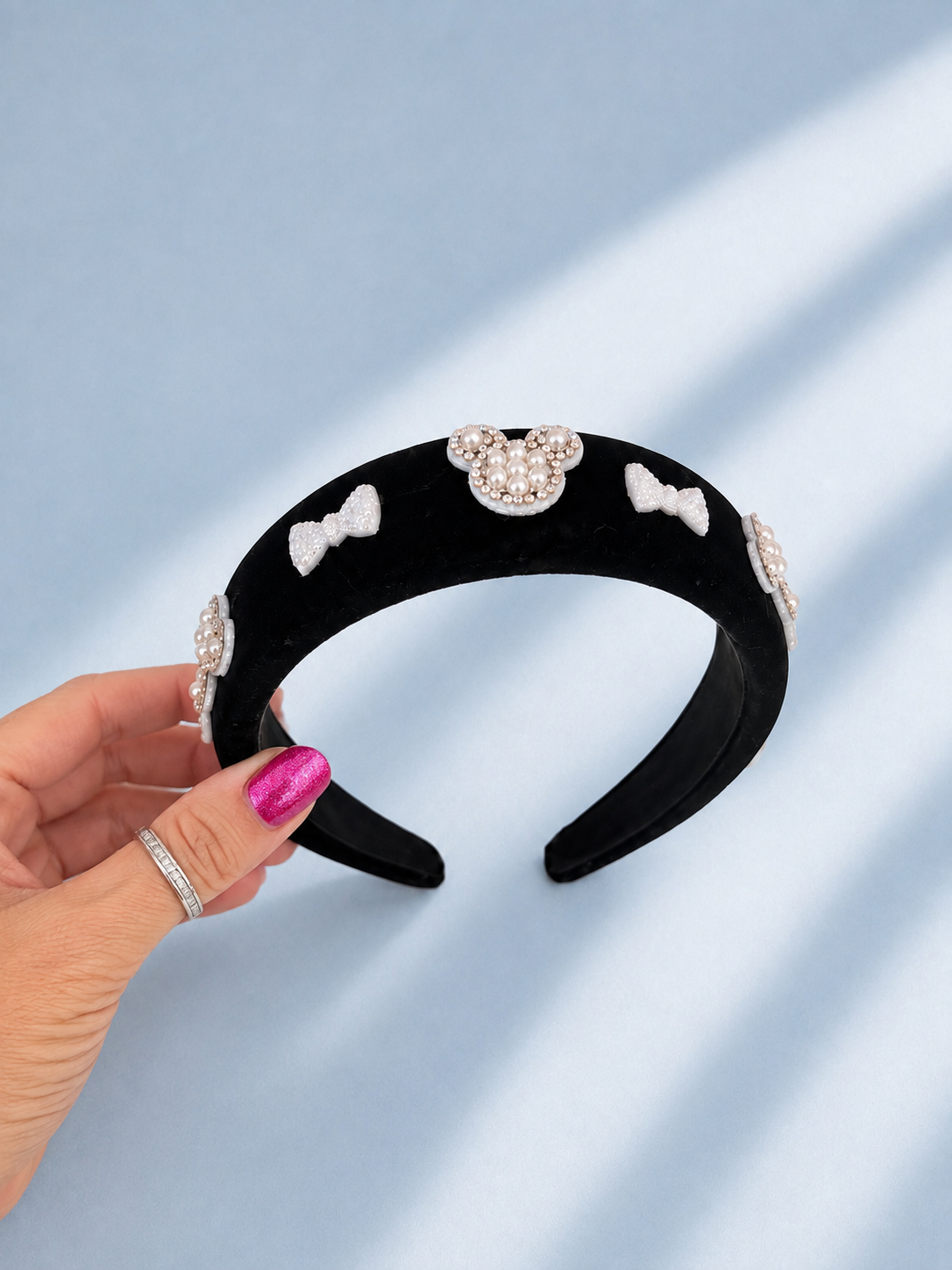 Velvet headband Mickey mouse head silhouette sparkle