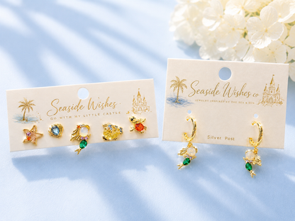 Enchanted Rose Charm Necklace & Earrings Jewelry Set