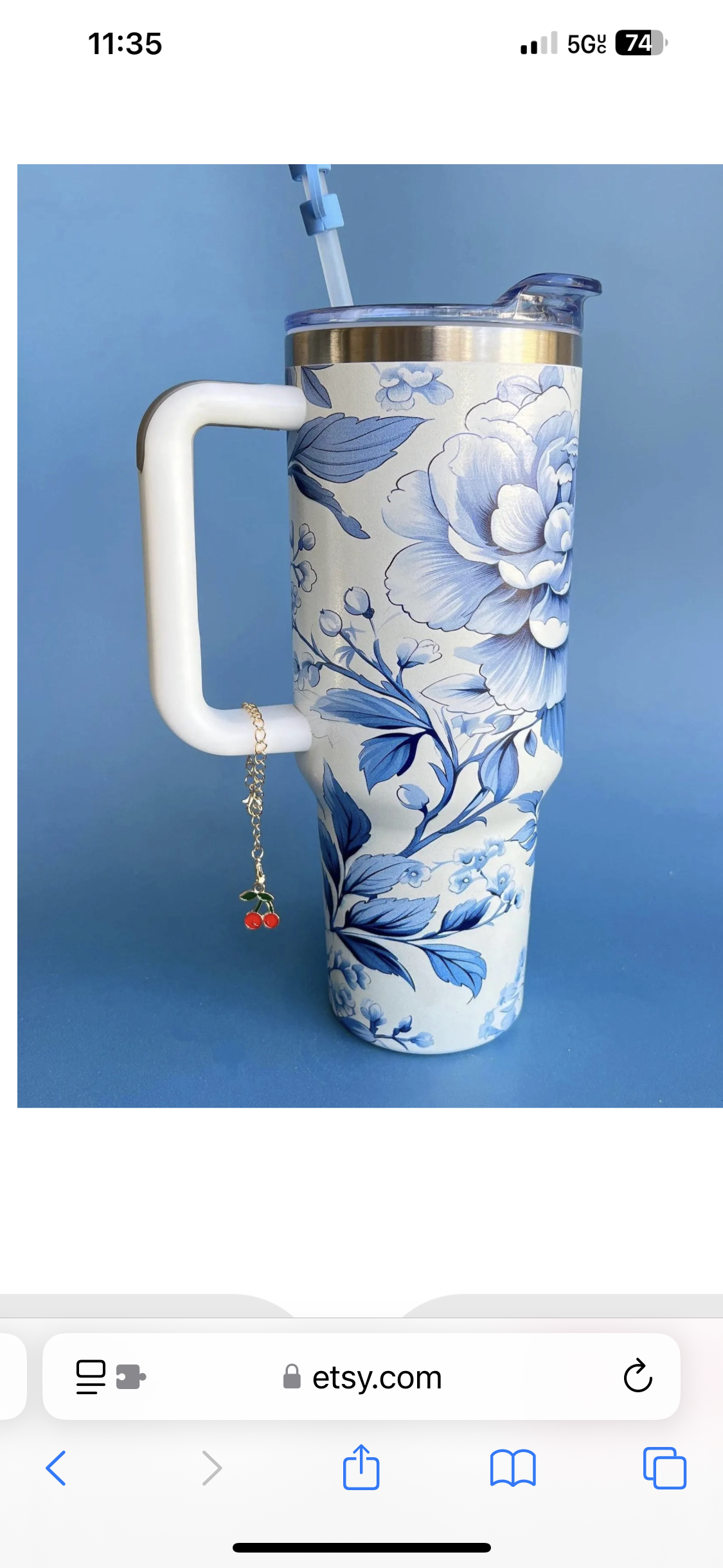 Custom Blue Floral Tumbler