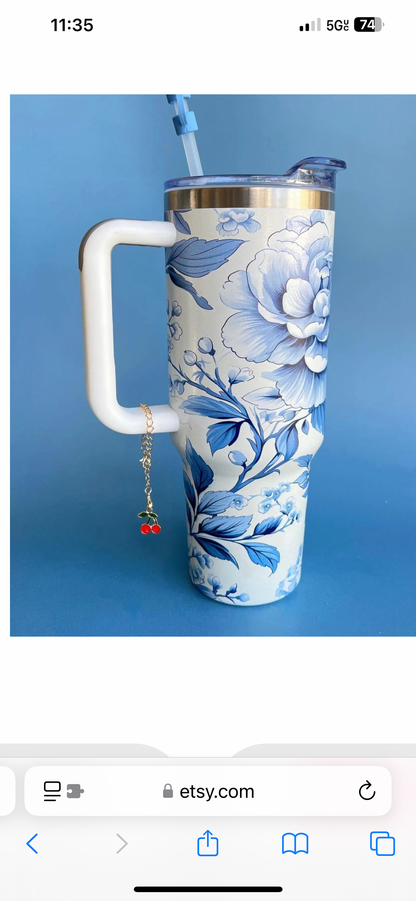 Custom Blue Floral Tumbler
