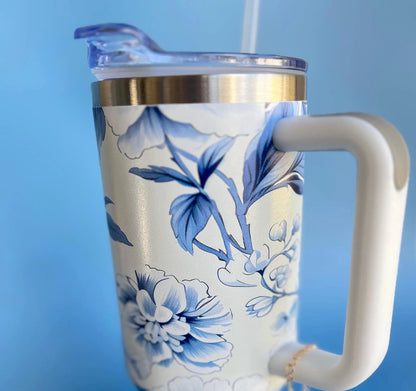 Custom Blue Floral Tumbler