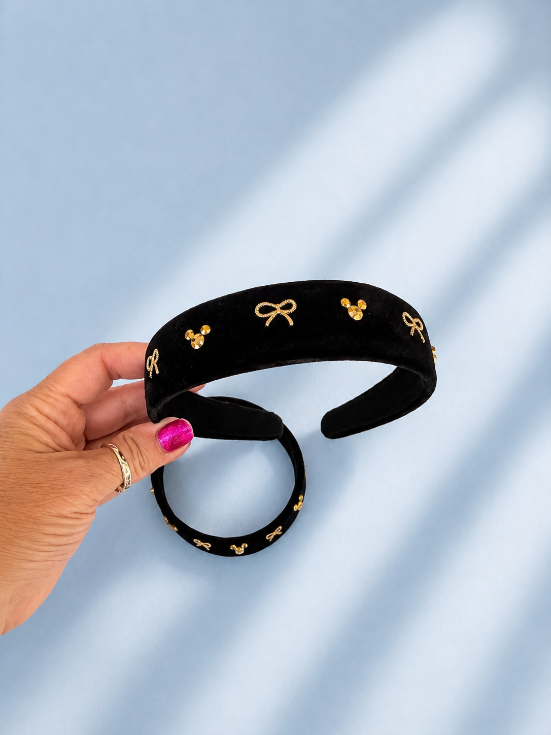 Velvet headband Mickey mouse head silhouette sparkle