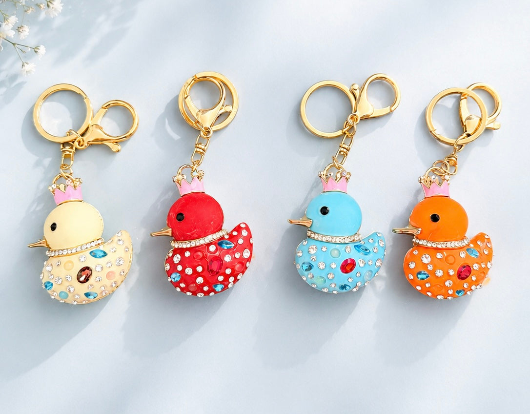 Rubber Duck Keychains Sparkly Crown Duck Bag Charm