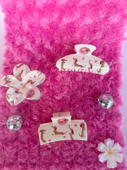 Cute Personalized Dachshund Hair Claw Clip - Pink Dog Hair Accessory