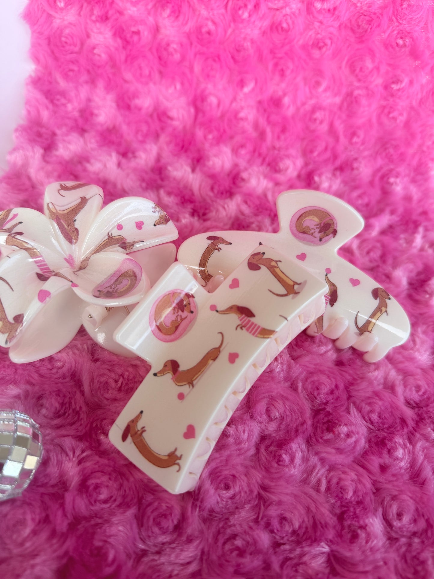 Cute Personalized Dachshund Hair Claw Clip - Pink Dog Hair Accessory