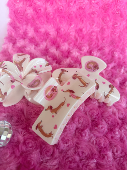 Cute Personalized Dachshund Hair Claw Clip - Pink Dog Hair Accessory