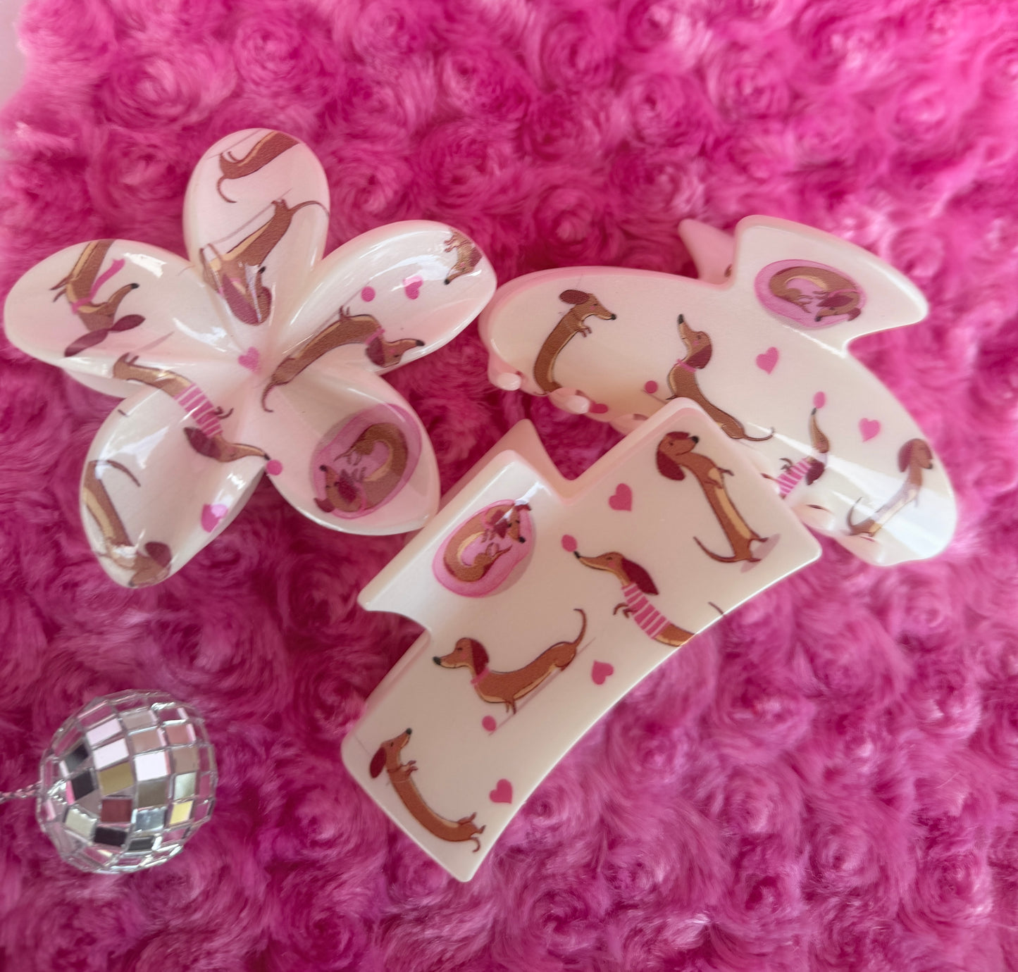 Cute Personalized Dachshund Hair Claw Clip - Pink Dog Hair Accessory