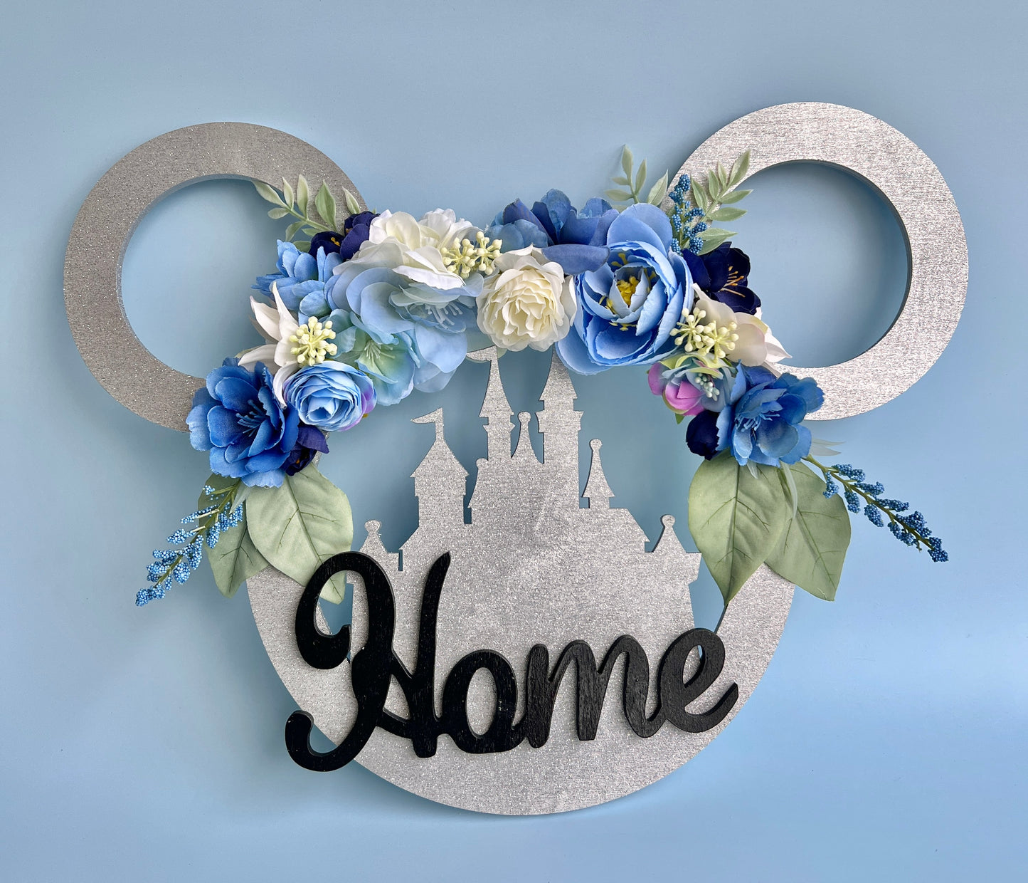 Wooden Floral Mickey Wreath