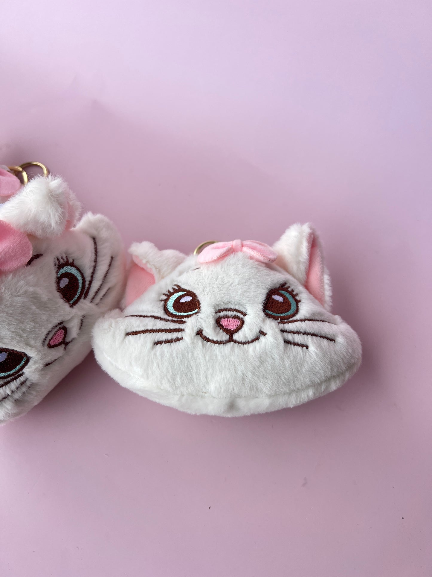 Personalized Marie Cat Coin Purse Keychain - Kawaii Pink & White Zipper Pouch Bag Charm