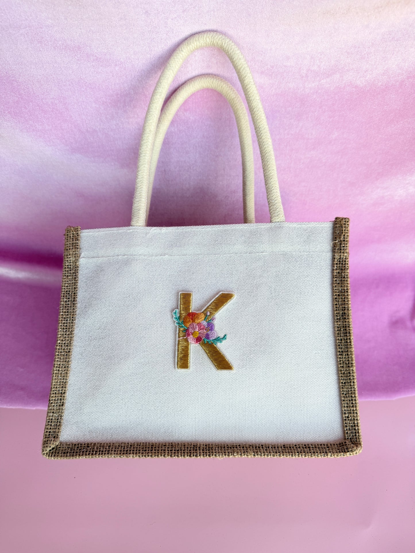 Personalized Disney Inspired Pink Bow Canvas Tote with Charm