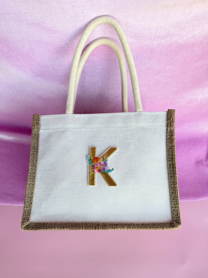 Personalized Disney Inspired Pink Bow Canvas Tote with Charm