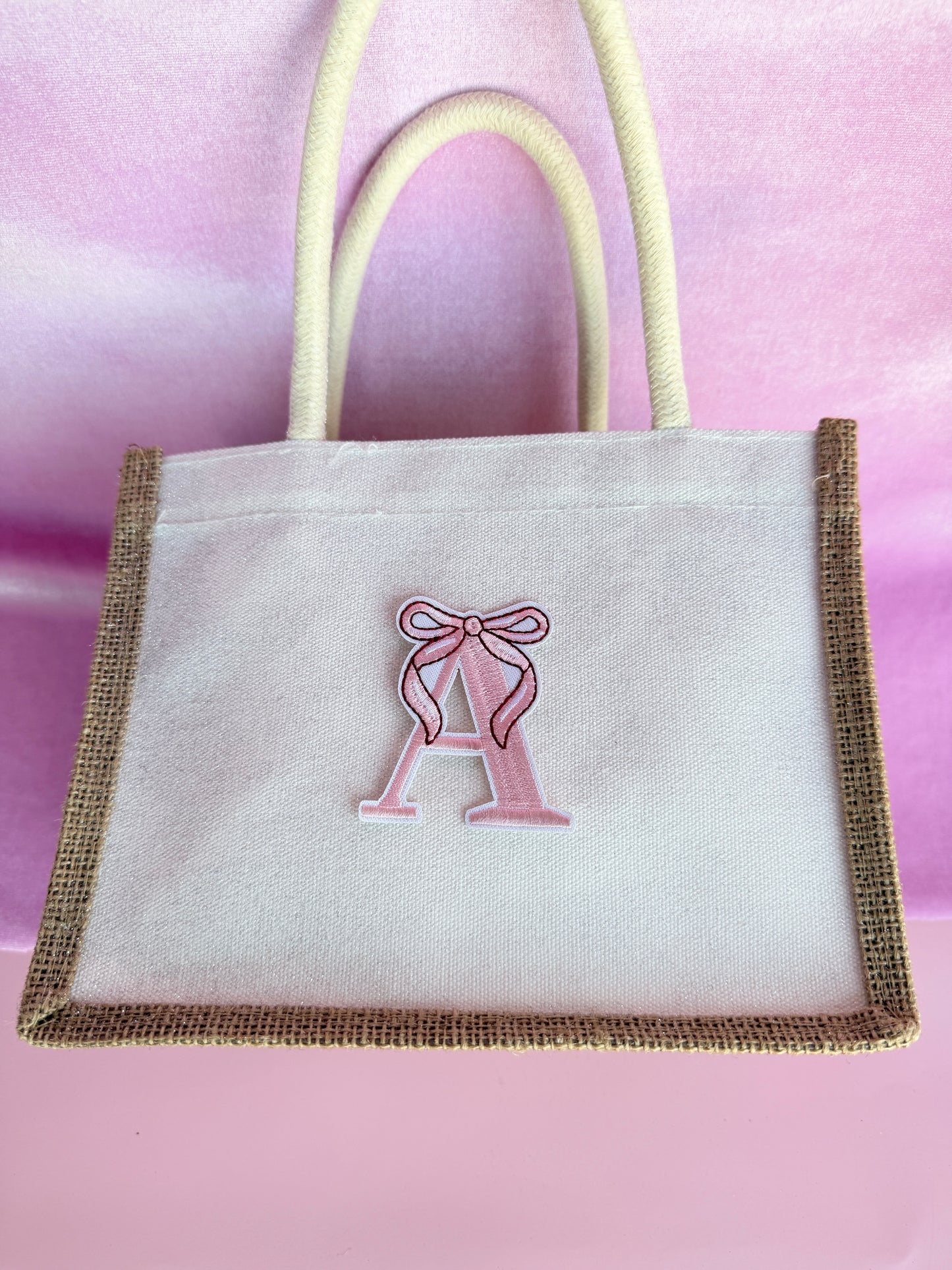 Personalized Disney Inspired Pink Bow Canvas Tote with Charm