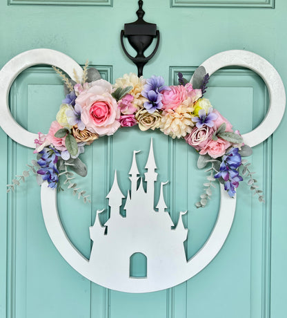 Custom Floral Mouse - Inspired Wooden Wreath - Personalized Fairytale Door Decor (Large & Small Available)