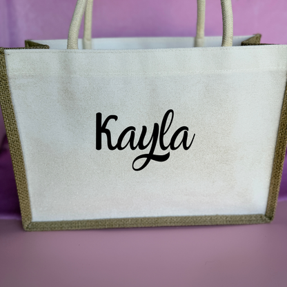 Personalized Disney Inspired Pink Bow Canvas Tote with Charm