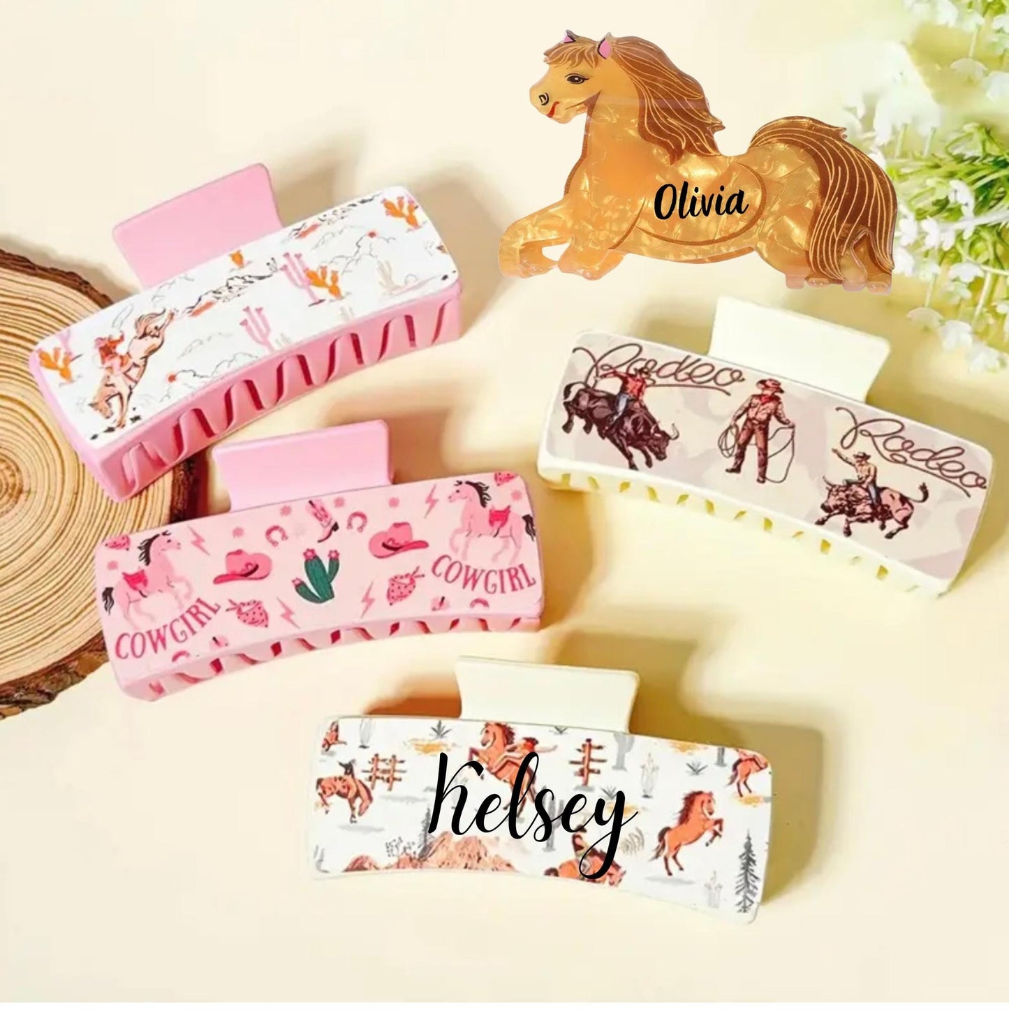 Cowboy Hair Clip Personalized Horse Lovers Gift