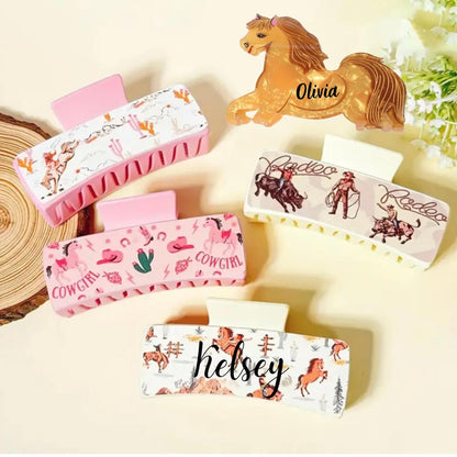 Cowboy Hair Clip Personalized Horse Lovers Gift