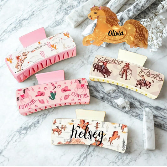 Cowboy Hair Clip Personalized Horse Lovers Gift
