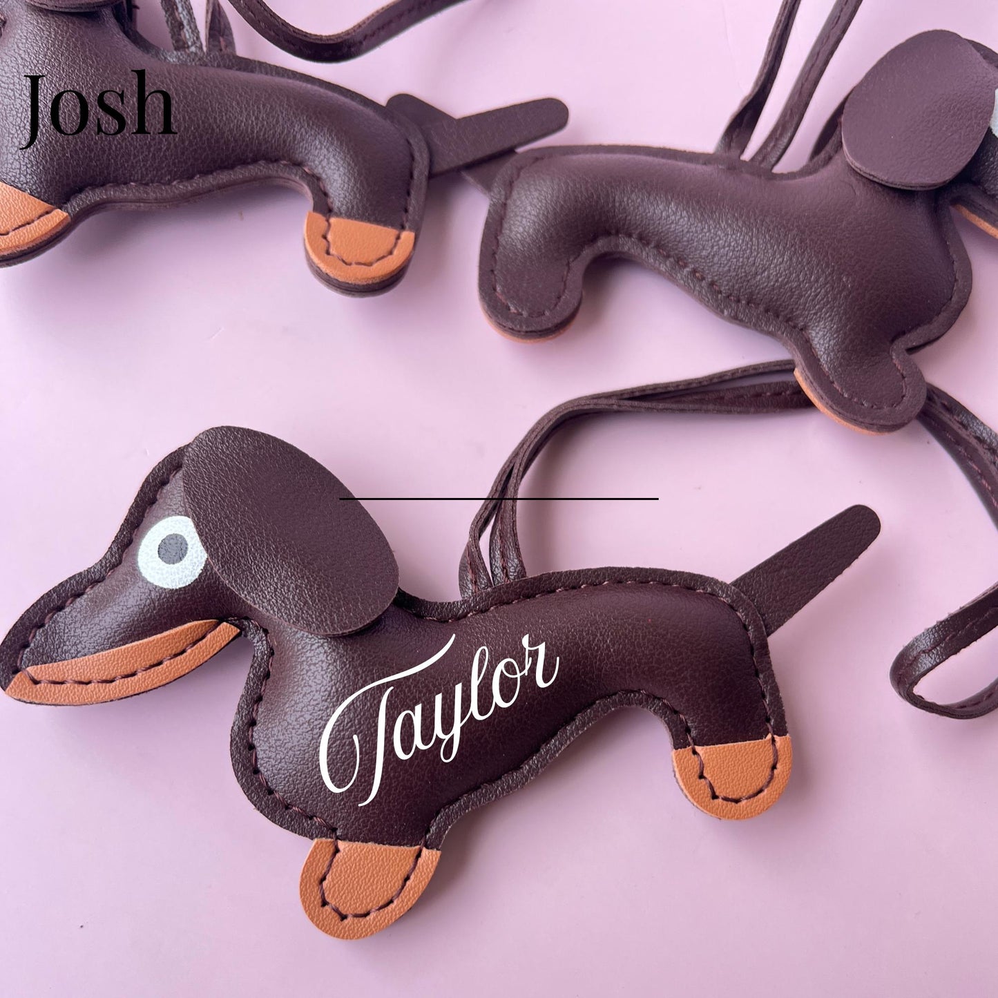 Leather Dachshund Bag Charm Personalized Pet Lover Gift