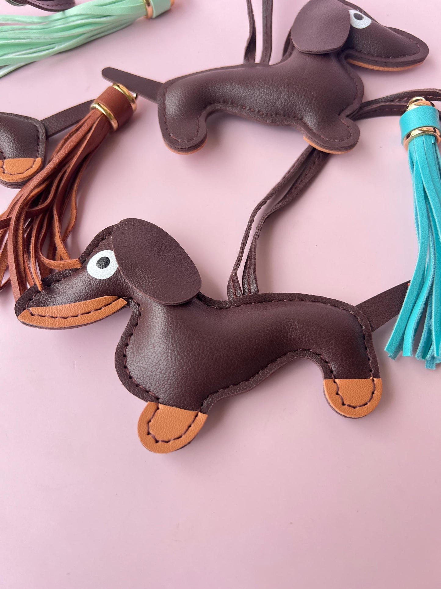 Leather Dachshund Bag Charm Personalized Pet Lover Gift