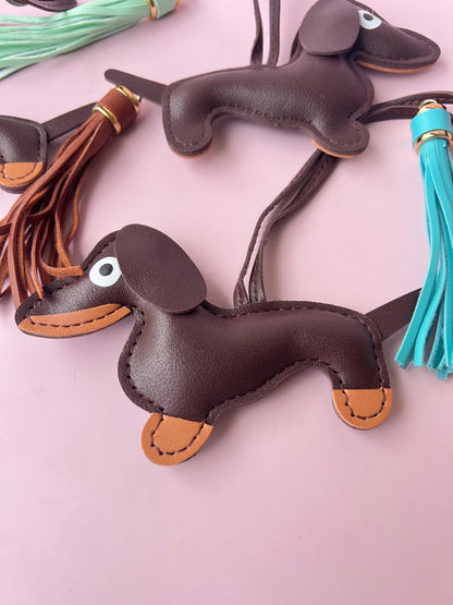 Leather Dachshund Bag Charm Personalized Pet Lover Gift