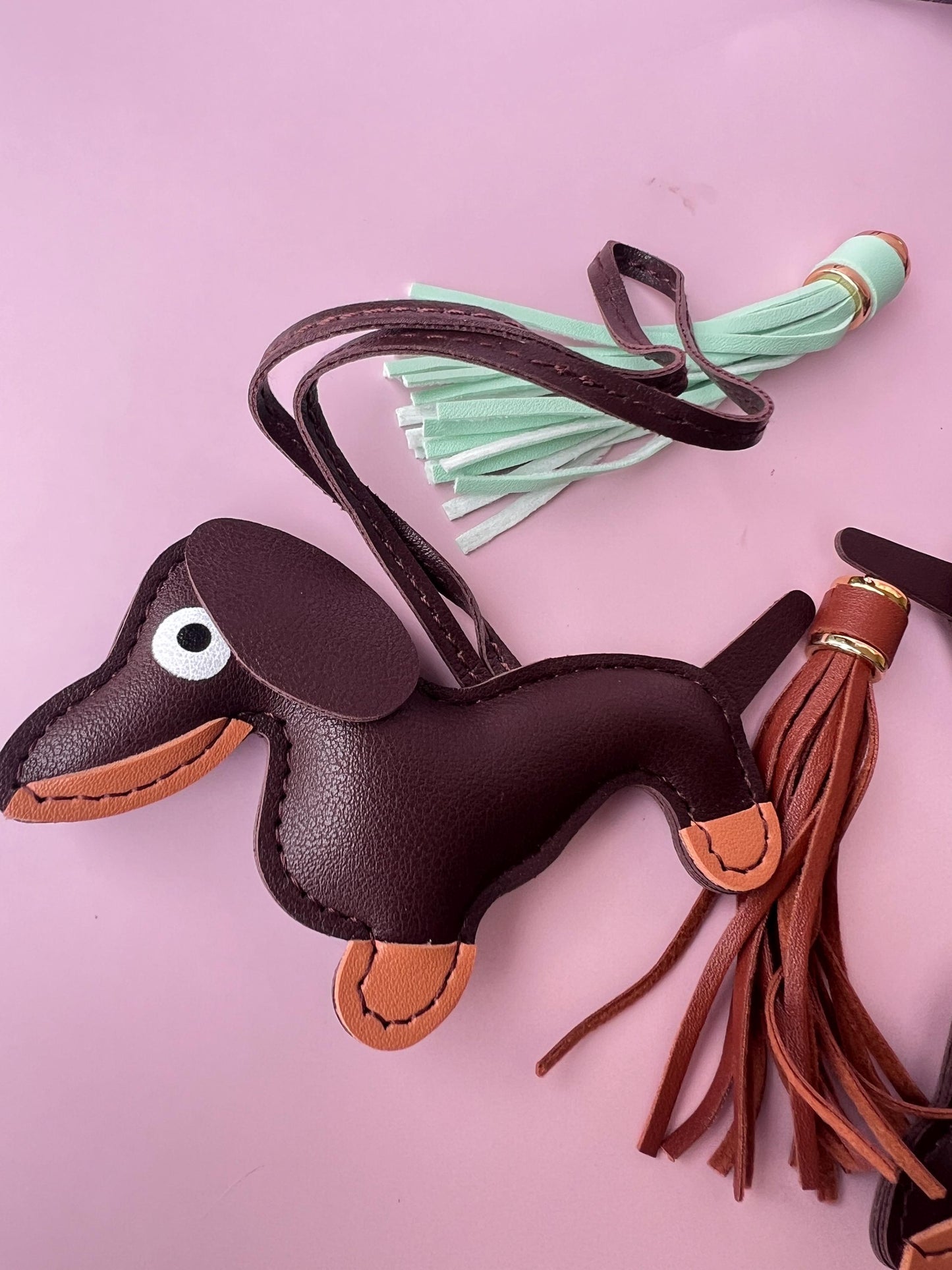 Leather Dachshund Bag Charm Personalized Pet Lover Gift